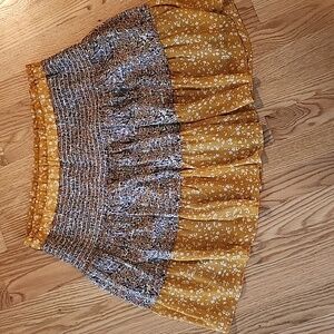 Banana Republic Yellow and Blue Floral A-Line Skirt - Size Medium